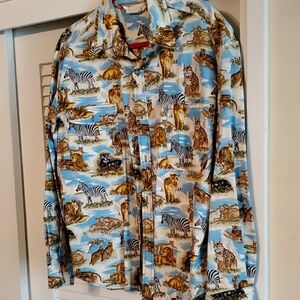 Vintage Sportsman Bailiwick Womens or Mens Animal Print Button Down Shirt Large